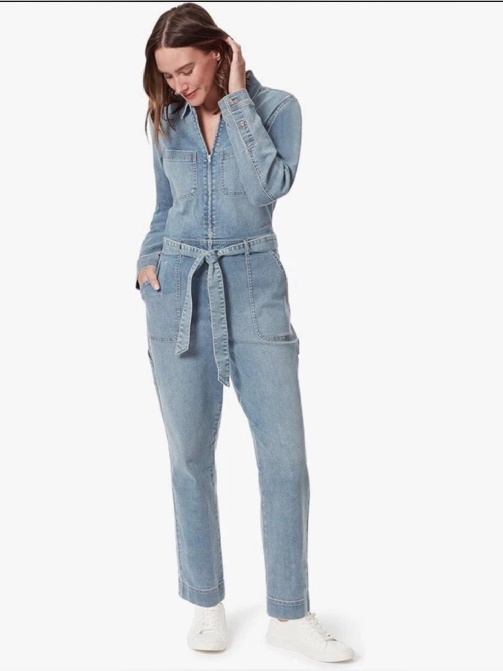 Gloria‎ Vanderbilt Christian Soriano Jumpsuit Sz 16 Blue Jean Denim Coverall